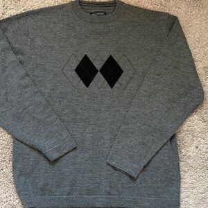 Classic Gray Argyle Crewneck Sweater